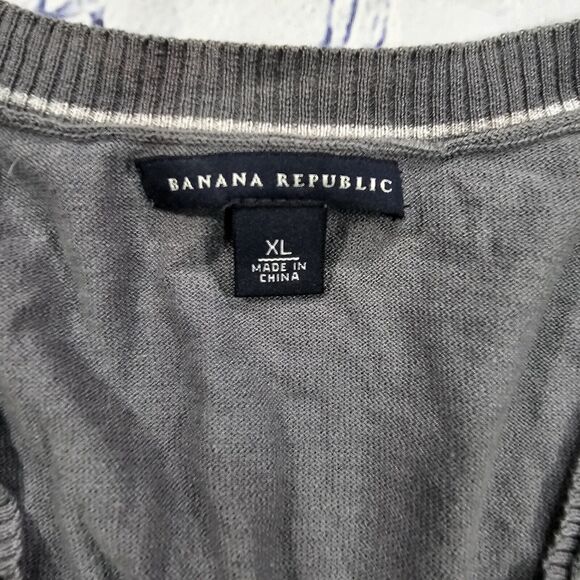 Banana Republic Silk Blend Sweater Long Sleeve Gray MENS SIZE XL - Picture 7 of 10